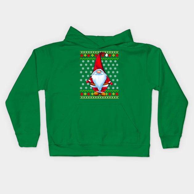 Santa Claus Gnome Ugly Christmas Sweater Kids Hoodie by E